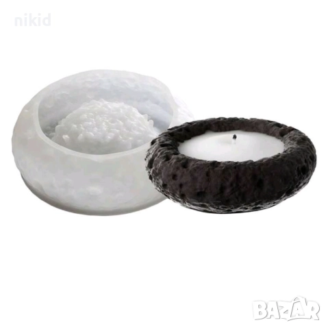 3D Голяма Кръгла кръг купа купичка кашпа пепелник силиконов молд форма смола гипс шоколад свещ , снимка 3 - Форми - 51726801