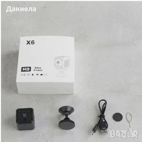 Мини безжична Wi-Fi IP камера X6 Full HD 1080P с нощно виждане и детектор за движение, снимка 3 - IP камери - 55806094