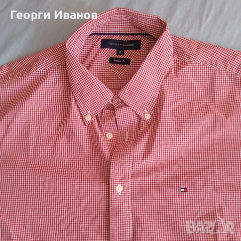 2за1 SPRING SALE TOMMY HILFIGER XL Plaid Shirt+V-Neck Sweater риза+топ пуловер КАТО НОВИ, снимка 4 - Ризи - 53708514