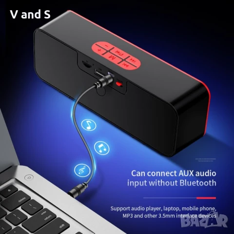 Преносима Bluetooth колонка ,акумулаторни високоговорители, черни,с фм радио стерео и субуфер, снимка 2 - Тонколони - 51054983