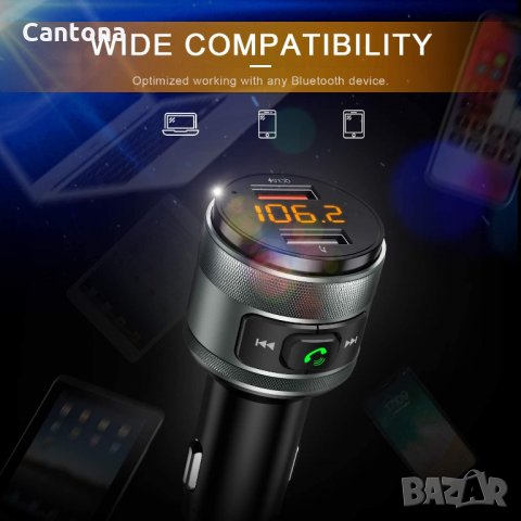 FM трансмитер Bluetooth 5.0, QC 3.0, ВОЛТМЕТЪР, MP3, 2 x USB, снимка 4 - Аксесоари и консумативи - 34753204