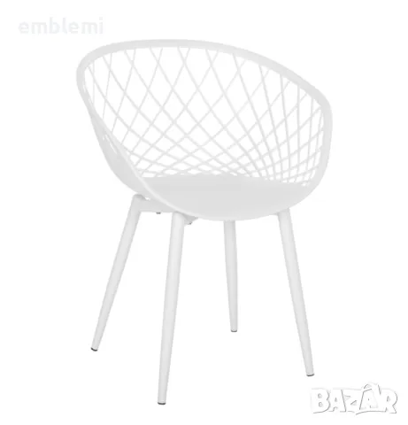 Стол трапезен ARMCHAIR ARIADNE HM8001 бял с кафеви крачета, снимка 2 - Столове - 47537318