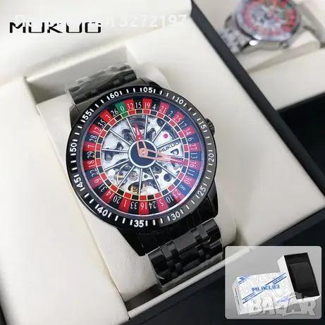 MUKUO Дизайнерски Автоматичен, механичен часовник Рулетка, водоустойчив 