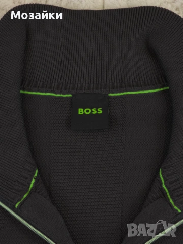Мъжки пуловер BOSS Zidor Quarter-Zip Черен Слим | MSRP €199 | Размер L, снимка 6 - Спортни дрехи, екипи - 53595758