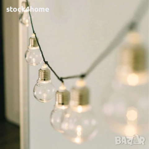 Светещ гирлянд 10 x LED със соларен панел декоративна светеща верига 2м, сензор за здрач, снимка 6 - Декорация за дома - 52559085