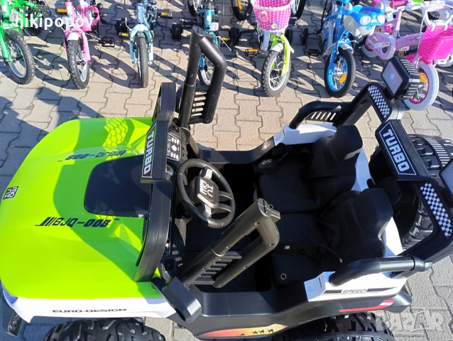 F1 Двуместен акумулаторен джип TURBO 4x4 зелен, снимка 4 - Други - 53849948