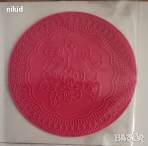 Кръг с китайска роза каркаде цвете дантела силиконов молд захарна гъмпейст декор