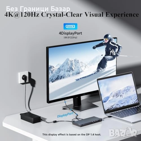 Нова 12 в 1 USB-C докинг станция 100W тройна 4K дисплей поддръжка Хъб, снимка 6 - Друга електроника - 51690358