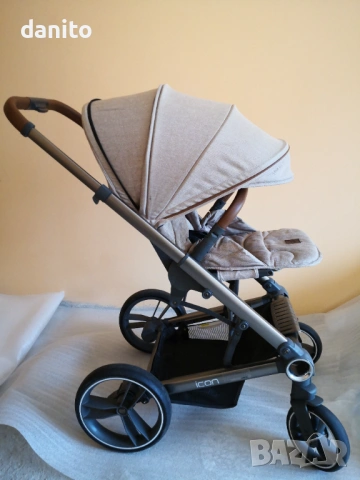 Детска количка Cangaroo - Icon 2 в 1 + Столче за кола и адаптори за закачане на шасито н