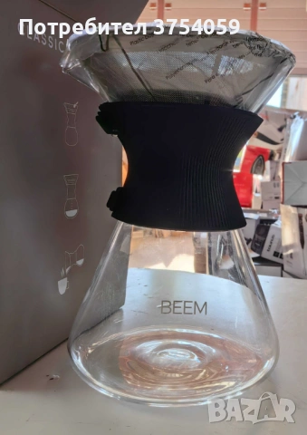 1бр/ Стъклена кана с метален филтър BEEM Classic Selection Pour Over (до 6 чаши), снимка 7 - Други - 53179891