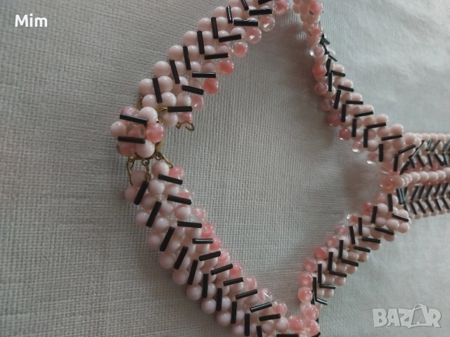 Колие вратовръзка от розови и черни мъниста , снимка 8 - Колиета, медальони, синджири - 52016460