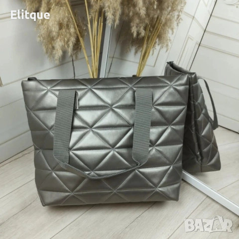 Дамска капитонирана чанта от еко к. - супер удобна подходяща за ежедневието, снимка 3 - Чанти - 52889165