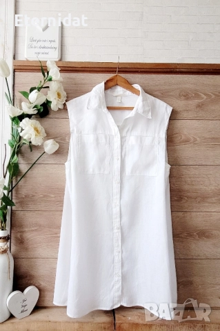 Нова дълга бяла риза ЛЕН