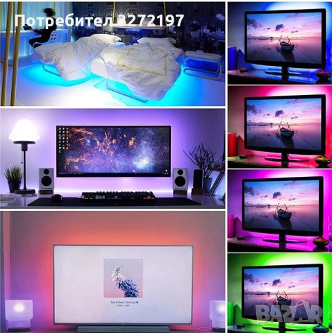 RGB LED лента,3 метра, 60 светлини,дистанционно упр.,USB,Bluetooth,Smart APP Control, снимка 14 - Лед осветление - 41244836