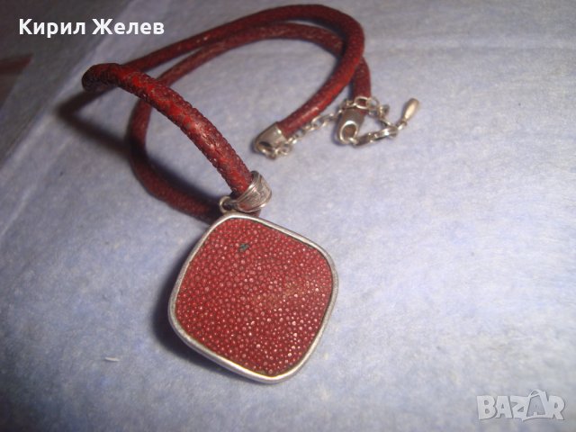 СРЕБЪРНО СЕДЕФЕНО АРТ КОЛИЕ МЕДАЛЬОН с ШНУРЧЕ и ГРЪБ КОЖА от САЛАМАНДЪР СРЕБРО 925 със СЕДЕФ 16908, снимка 9 - Колиета, медальони, синджири - 35974294