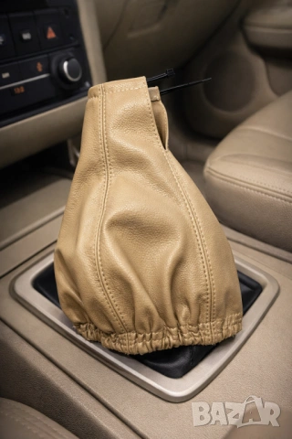 Бежов Маншон за скоростен лост, универсален бежова кожа