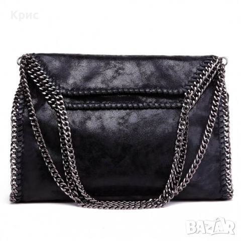 Голяма ежедневна дамска чанта с метални елементи., снимка 3 - Чанти - 44602254