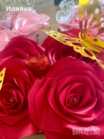 Букети от ръчно изработени сатенени рози, снимка 5 - Изкуствени цветя - 53143152