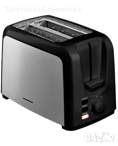 Тостер Heinner , 750 W, 7 нива на изпичане, 3 функции, Черен/Инокс, снимка 2 - Тостери - 52663230