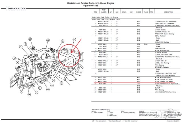 Маркуч турбо за Jeep Grand Cherokee WJ (1998-2005) 3.1 TDI 140 к.с, снимка 6 - Части - 42021886