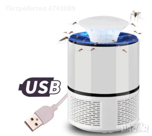 USB ултравиолетова лампа против комари и други насекоми  Захранване: USB (външна батерия, лаптоп, за, снимка 2 - Други - 53541731