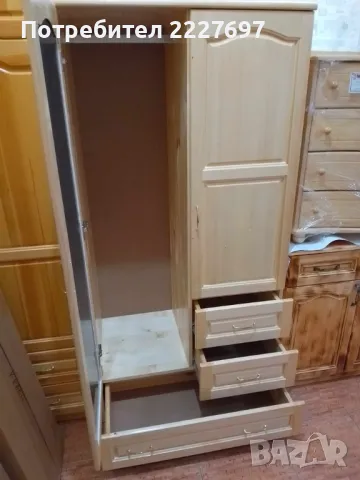 Гардероб комбиниран с 1 огледало - масив, снимка 2 - Гардероби - 48813339