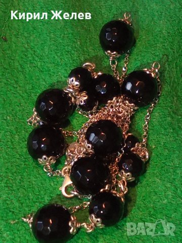 РАЗКОШНО МАРКОВО СКЪПОЦЕННО СРЕБЪРНО ИТАЛИАНСКО КОЛИЕ СРЕБРО 925 с ФАСЕТИРАН ЧЕРЕН ОНИКС 37104, снимка 5 - Колиета, медальони, синджири - 41336838