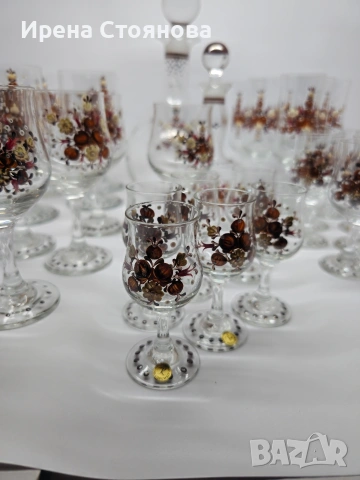 Комплект ръчно рисувани чаши за ликьор, ракия, вино, шампанско. Rattenberg Tirol K Glass, снимка 4 - Чаши - 53391065