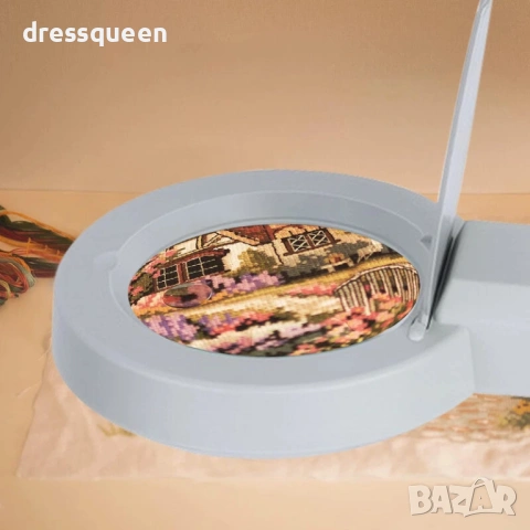 4888 Професионална LED лампа с лупа и органайзер – Бяла, със защитен капак и тъч управление, снимка 5 - Настолни лампи - 53624225