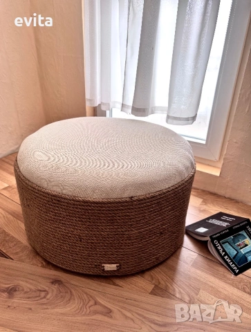 🌿 Ръчно изработена табуретка – артистичен акцент за интериора, снимка 4 - Дивани и мека мебел - 33842705