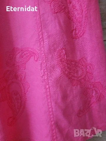 Розова дълга ленена рокля с бродерии , снимка 4 - Рокли - 51417558