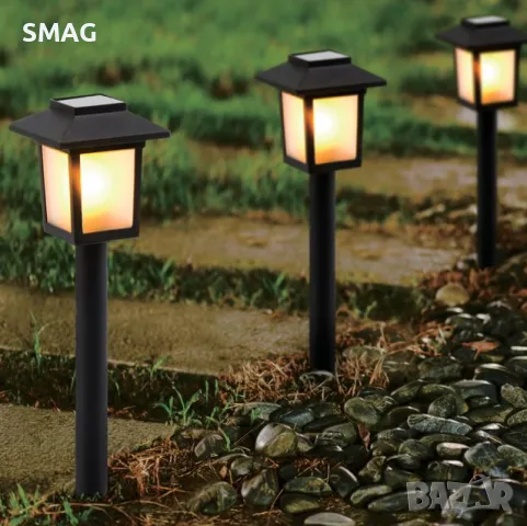 LED слънчев фенер соларна лампа с пламък ефект пластмаса квадрат черен 25 см S_1190492