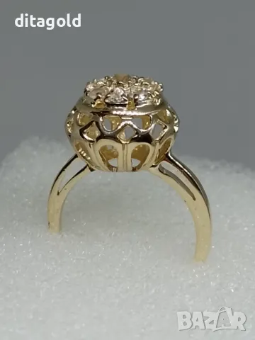 Нов 14К златен пръстен с естествени бели топази, снимка 1