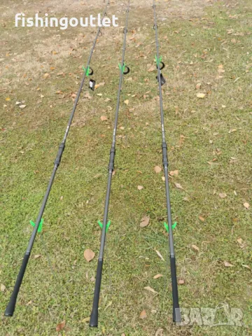 Висок клас шарански комплект. Три въдици 3.60мт и три макари 11 лагера, снимка 4 - Въдици - 48295775