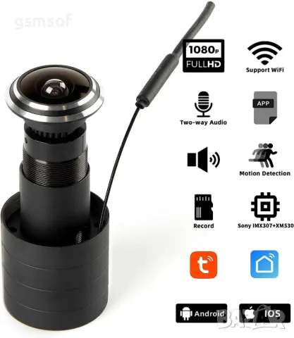 WiFi камера за шпионка на врата Tuya, Smartlife, снимка 3 - IP камери - 47747969