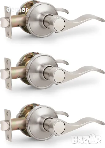 Probrico 3 комплекта дръжки за проходни врати, без ключ, цвят полиран никел