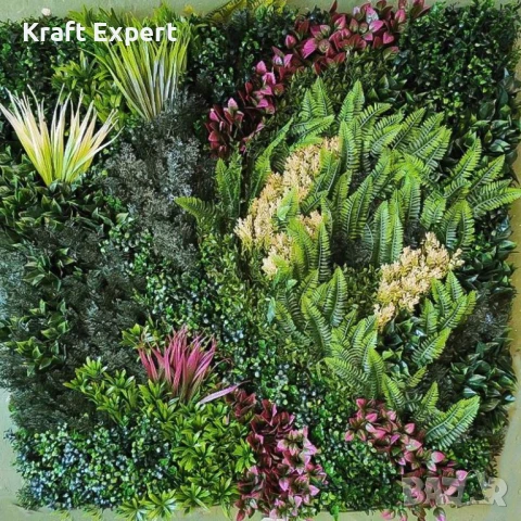 Декоративен Панел 1м² kw2735 – Изкуствена Зеленина с Папрат и Фаларис, UV Защита, снимка 5 - Декорация за дома - 51206214