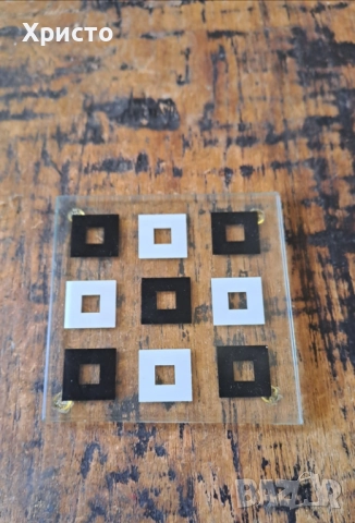 подложки за чаши стъклени на черни и бели квадрати Хенкелс Henkels с дървена поставка, снимка 11 - Други - 52381808