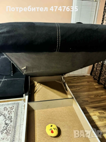 Черен ъглов диван, снимка 2 - Дивани и мека мебел - 53609357