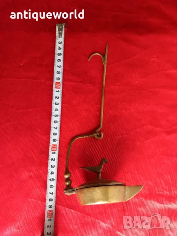 Стара Османска Бронзова Маслена Лампа с Птица, снимка 7 - Антикварни и старинни предмети - 51211533