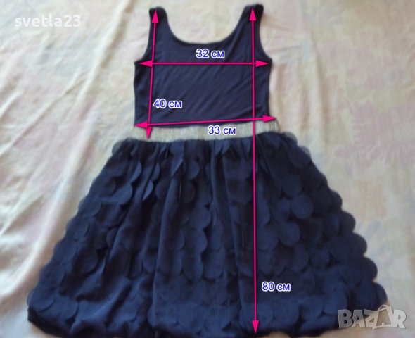 Синя рокличка с 3D eфект, снимка 4 - Детски рокли и поли - 42155441