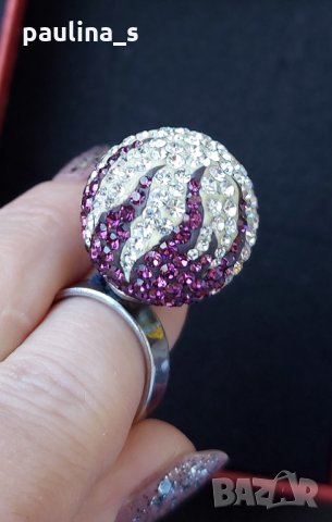 Нов сребърен пръстен  топка, с регулация / проба 925 с камъни Swarovski , снимка 9 - Пръстени - 26293601