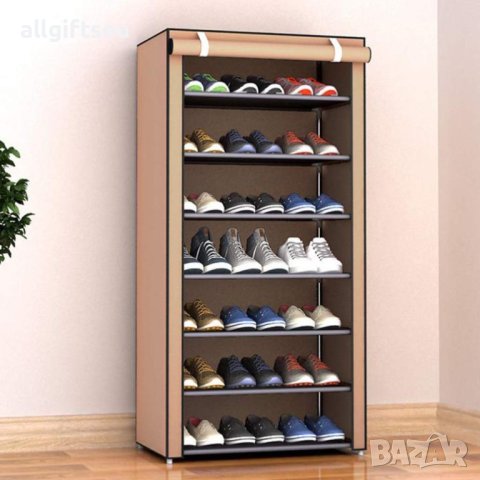 Текстилен шкаф за обувки в сиво и бежово - 7 редов, снимка 6 - Други - 41901215