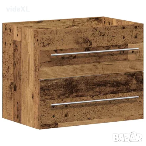 vidaXL Шкаф за мивка в баня 2 бр. Старо дърво 60 x 38,5 x 48 cm, снимка 5 - Смесители - 56147000