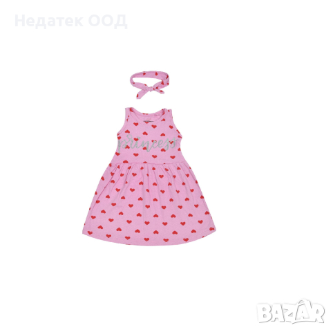 Детска рокля с панделка ,Принцеса, розова, 6-12м.