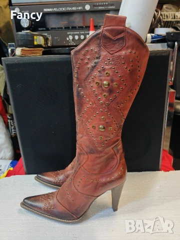 Дамски кожени ботуши с ток тип Western 36 номер , снимка 4 - Дамски ботуши - 51923036