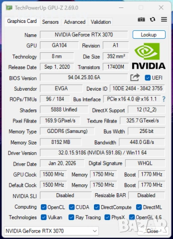 Продавам Nvidia RTX 3070 - EVGA,Asus,Founders Edition, снимка 6 - Видеокарти - 53670913