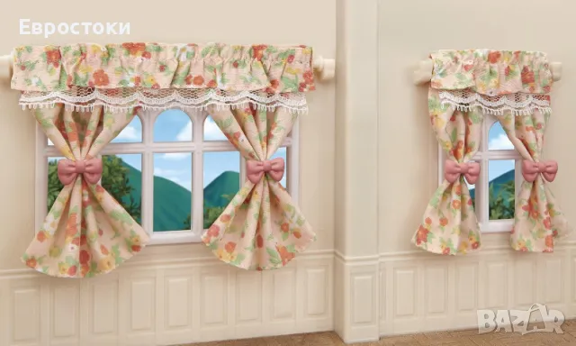 Комплект за миниатюрна къща Sylvanian Families 5447, комплект аплици и пердета за къща за фигурки , снимка 4 - Образователни игри - 47566559