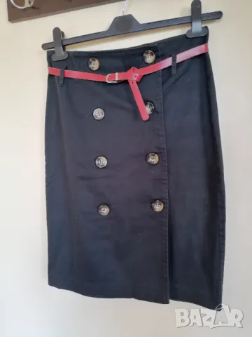 Черна пола с копчета PAPAYA, снимка 4 - Поли - 49258505