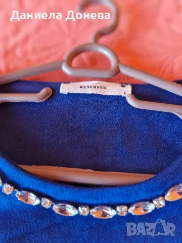 Велурена синя рокля, снимка 2 - Рокли - 48008308